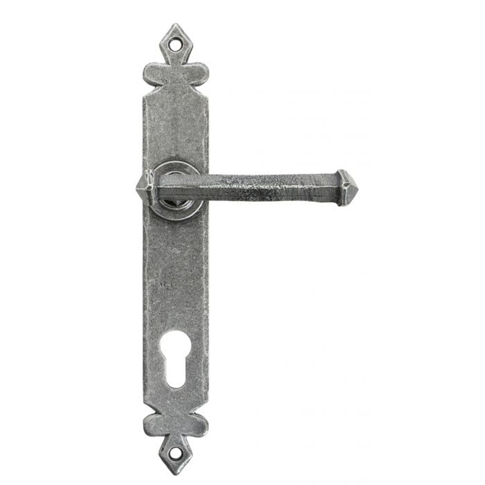 From the Anvil Tudor Lever Espag. Lock Set - Pewter - (Sold in Pairs)